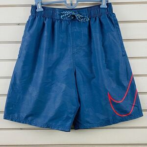 Mens M‎ Nike Swim Trunks Slate Blue Gray Elastic Waist Tie Front Mesh Lined